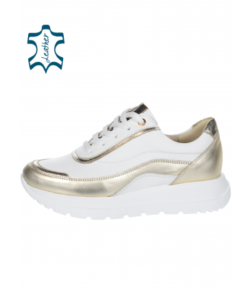Kényelmes fehér-arany tornacipő n824