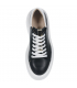 Fekete bőr tornacipő fehér sarokkal, fehér talpon MAXI DTE N1016