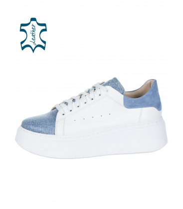 Fehér tornacipő kék sarokkal n408s2
