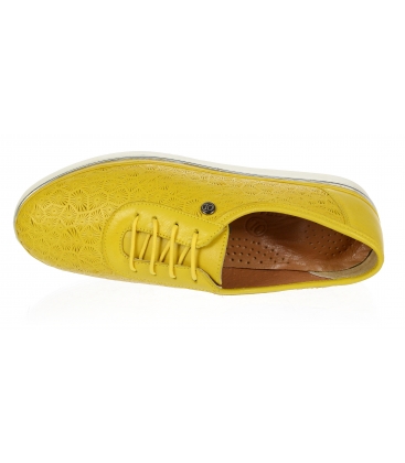 Sárga bőr teniszcipő mintával D-505