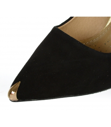 Fekete alkalmi cipő arany dísszel DLO2117
