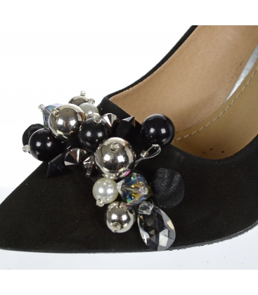 Fekete alkalmi cipő gyöngyökkel DLO2118-114