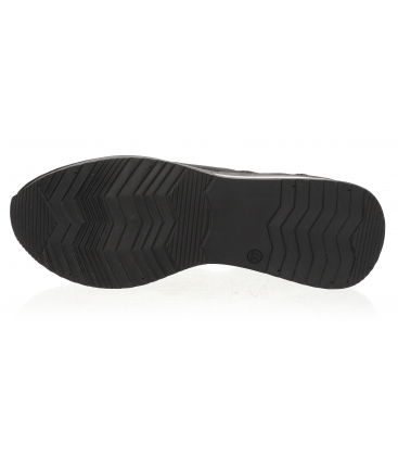 Fekete egyszerű, csúszós cipő, brokát sarkú 3065 KAMILA