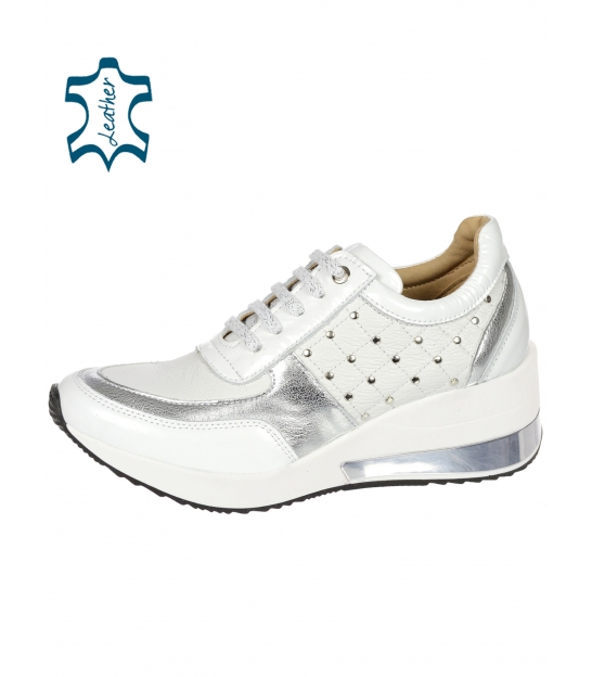 Dekoratív fehér-ezüst stílusos cipők DTE3304