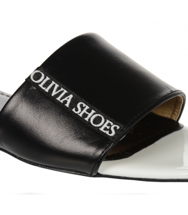 Fehér-fekete divatos papucs Olivia DSL 2218 