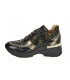 Fekete arany cipők zöld álcázási mintával a TAMIRA DTE3307 talpán