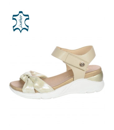 Beige-gold sandals on a sports sole 2388