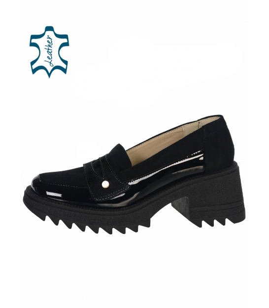 Fekete bőr egyszerű alacsony cipő DLO2336