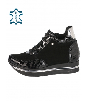 Fekete és ezüst boka tornacipő - 3018 KARLA