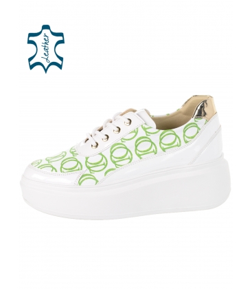 Fehér kényelmes tornacipő zöld logóval OL DBA2367
