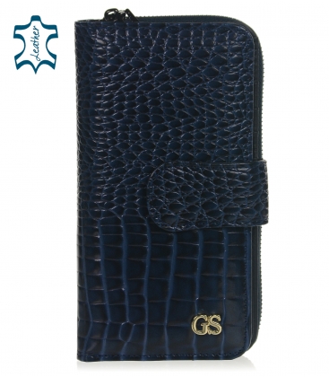 Női kék lakktárca, krokodil mintával GROSSO PN34