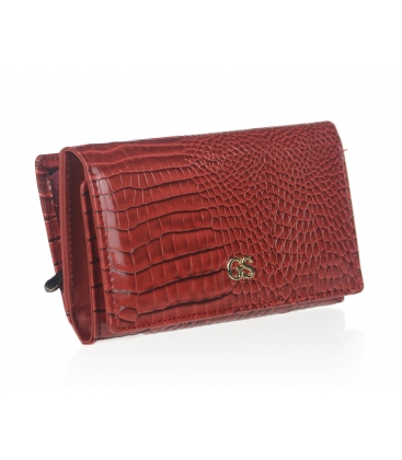Kisebb piros bőr pénztárca PN29 mintával