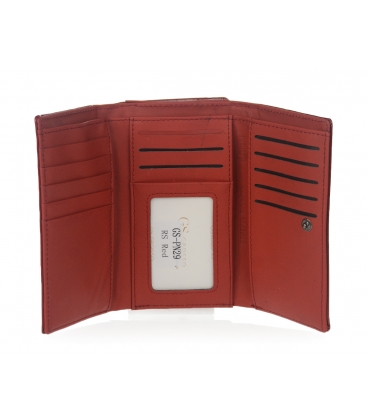 Kisebb, lakkozott piros bőr pénztárca PN29