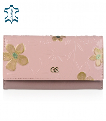 Rózsaszín pénztárca virágokkal PN26
