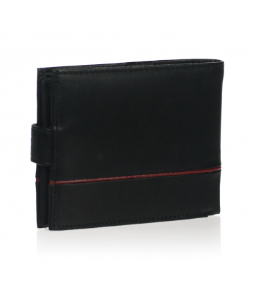 Férfi bőr fekete pénztárca piros csíkkal GROSSO TM-100R-032black/red