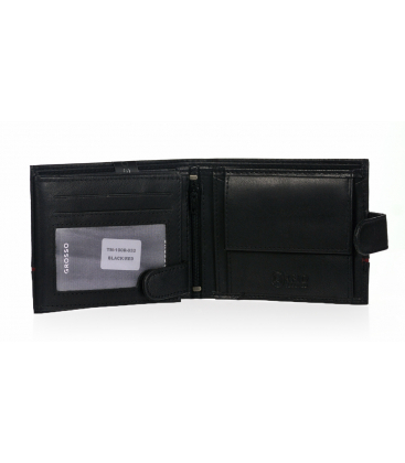 Férfi bőr fekete pénztárca piros csíkkal GROSSO TM-100R-032black/red